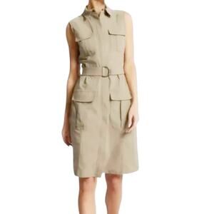 NWT Anatomie Mallory Utility Travel Midi Dress Size Large Stone Cargo Pockets